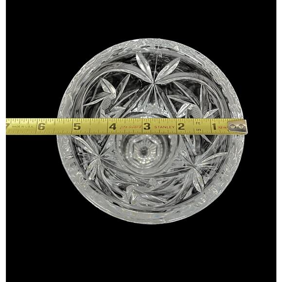 Vase Thick Pressed Glass Trumpet Pinwheel Design 8.5" Footed Heavy Home Decor - Picture 12 of 12